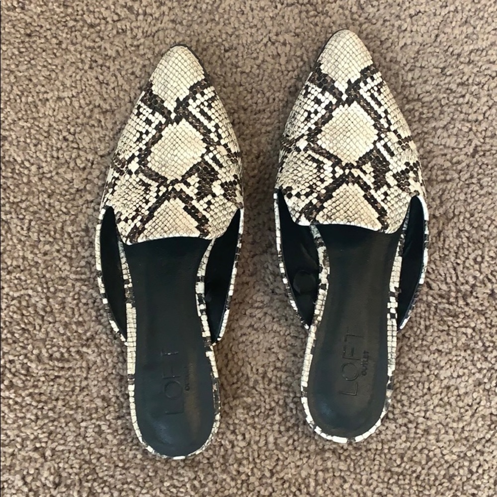 Snake skin studded mules